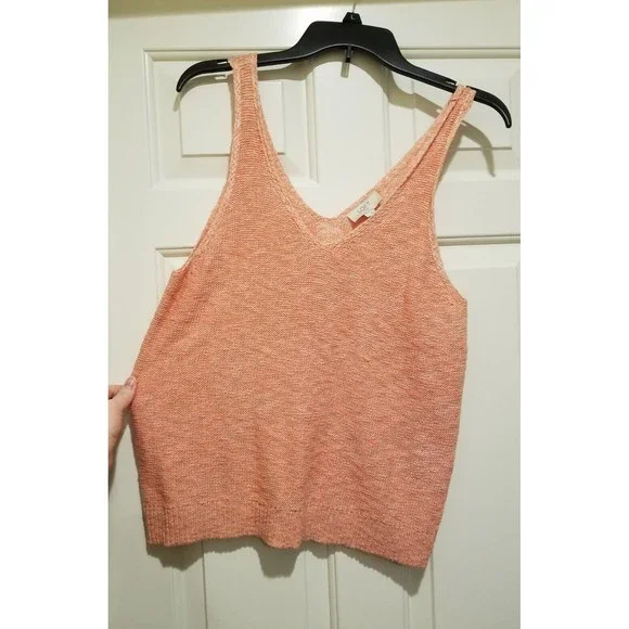 New with Tags Loft Women's Peach/Orange Double V Sweater Tank Top Size Large - Picture 2 of 4